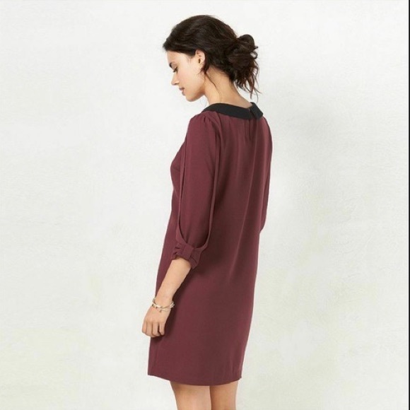LC Lauren Conrad Embellished Crepe Beaded-Collar Shift Dress Size XS Bow Sleeve - Picture 4 of 11